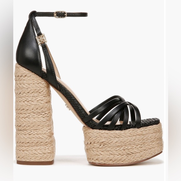 Sam Edelman Kade Ankle Strap Espadrille Platform Sandal Size 8.5 Black BNWB - Picture 1 of 16
